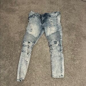 Forever 21 Men's Skinny Jeans - Distressed Blue